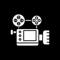 icono de glifo de cámara de video invertido vector