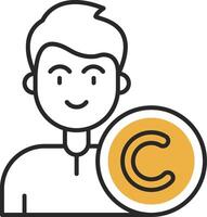 Copyright Skined Filled Icon vector