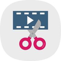 vídeo editor plano curva icono vector