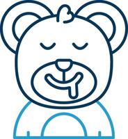 babear línea azul dos color icono vector