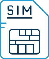 sim línea azul dos color icono vector