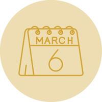 6th of March Line Yellow Circle Icon vector