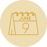 9th of June Line Yellow Circle Icon vector