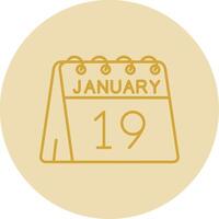 19th of January Line Yellow Circle Icon vector