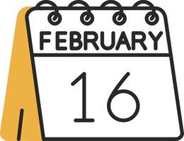 16th of February Skined Filled Icon vector