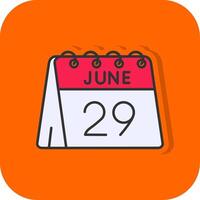 29th of June Filled Orange background Icon vector