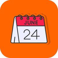 24th of June Filled Orange background Icon vector
