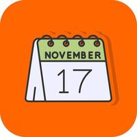 17th of November Filled Orange background Icon vector