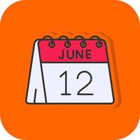 12th of June Filled Orange background Icon vector