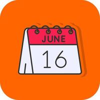 16th of June Filled Orange background Icon vector