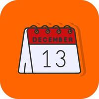 13th of December Filled Orange background Icon vector