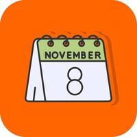 8th of November Filled Orange background Icon vector