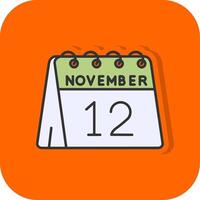 12th of November Filled Orange background Icon vector