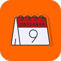 9th of December Filled Orange background Icon vector