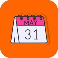 31st of May Filled Orange background Icon vector