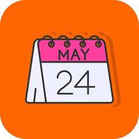 24th of May Filled Orange background Icon vector