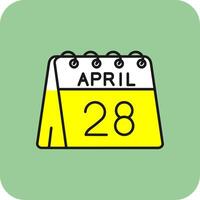 28 de abril lleno amarillo icono vector