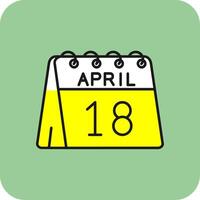 18 de abril lleno amarillo icono vector