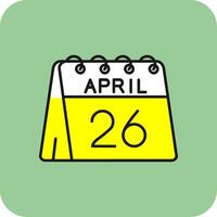 26 de abril lleno amarillo icono vector