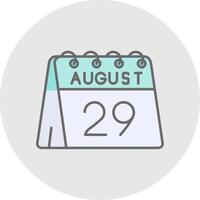 29th of August Line Filled Light Circle Icon vector