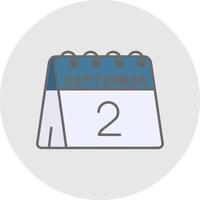 2nd of September Line Filled Light Circle Icon vector