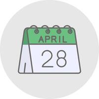 28 de abril línea lleno ligero circulo icono vector