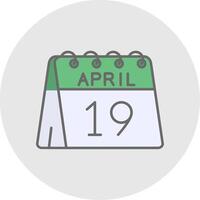 19th of April Line Filled Light Circle Icon vector