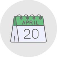 Vigésimo de abril línea lleno ligero circulo icono vector