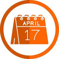 17 de abril glifo naranja circulo icono vector