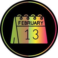 13 de febrero glifo debido color icono vector