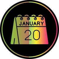 Vigésimo de enero glifo debido color icono vector