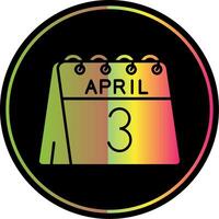 3rd of April Glyph Due Color Icon vector