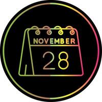 28 de noviembre línea degradado debido color icono vector