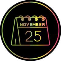 25 de noviembre línea degradado debido color icono vector