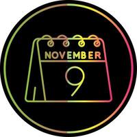 Noveno de noviembre línea degradado debido color icono vector