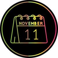 11 de noviembre línea degradado debido color icono vector