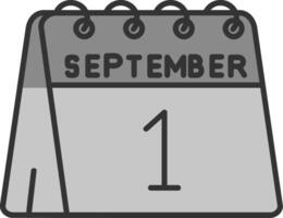 1st of September Line Filled Greyscale Icon vector