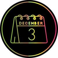 3ro de diciembre línea degradado debido color icono vector