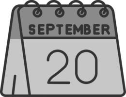 20th of September Line Filled Greyscale Icon vector