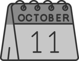 11th of October Line Filled Greyscale Icon vector