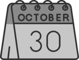 30th of October Line Filled Greyscale Icon vector