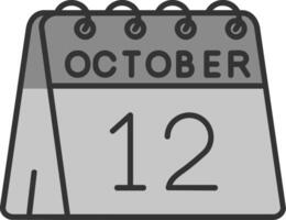 12th of October Line Filled Greyscale Icon vector