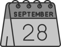 28 de septiembre línea lleno escala de grises icono vector