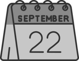 22 de septiembre línea lleno escala de grises icono vector