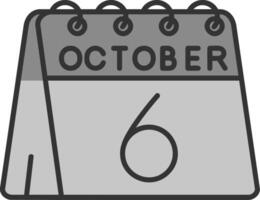 6to de octubre línea lleno escala de grises icono vector