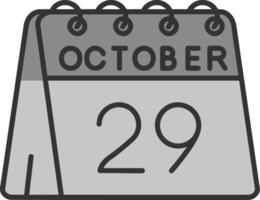 29 de octubre línea lleno escala de grises icono vector