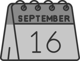 16th of September Line Filled Greyscale Icon vector