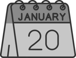 20th of January Line Filled Greyscale Icon vector