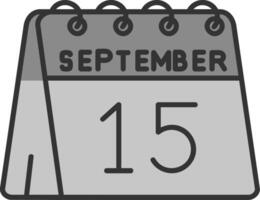 15 de septiembre línea lleno escala de grises icono vector