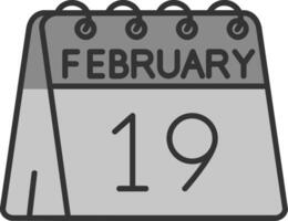 19th of February Line Filled Greyscale Icon vector